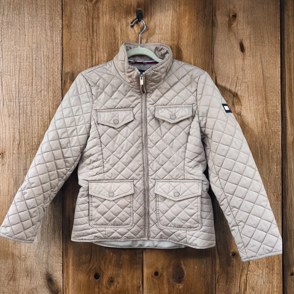 Tommy Hilfiger quilted Zip-up Lightweight Tan Jacket - Size M